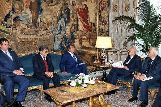 Il Presidente Giorgio Napolitano nel corso dell'incontro con il Presidente e i componenti delle Commissioni dell'Autorità per le Garanzie nelle Comunicazioni