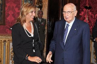 Il Presidente Giorgio Napolitano con S.E. la Signora Daniela Rotondaro, nuovo Ambasciatore della Repubblica di San Marino, in occasione della presentazione delle Lettere Credenziali