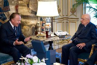 Il Presidente Giorgio Napolitano nel corso dei colloqui con Ferrucccio Dardanello, Presidente di Unioncamere, in occasione dell'incontro con l'Ufficio di Presidenza