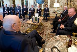Il Presidente Giorgio Napolitano nel corso dei colloqui con Ferrucccio Dardanello, Presidente di Unioncamere, in occasione dell'incontro con l'Ufficio di Presidenza