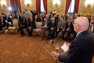 Il Presidente Giorgio Napolitano rivolge il suo indirizzo di saluto nel corso della cerimonia del 25° anniversario dell'avvio del Programma Nazionale di Ricerche in Antartide (PNRA)
