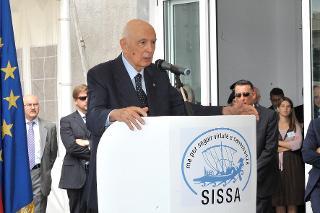 Il Presidente Giorgio Napolitano durante il suo intervento in occasione dell'inaugurazione della nuova sede della Scuola Internazionale Superiore di Studi Avanzati