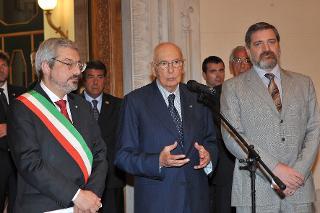 Il Presidente Giorgio Napolitano nel corso del suo intervento a Palazzo D'Aronco