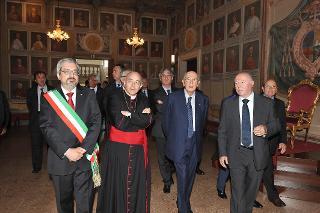 Il Presidente Giorgio Napolitano al Palazzo Arcivescovile Patriarcale in occasione della visita alla Galleria del Tiepolo del Palazzo