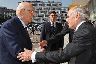 Il Presidente Giorgio Napolitano accolto dal Dott. Corrado Faissola, Presidente dell'Associazione Bancaria Italiana, in occasione dell'Assemblea Annuale nel 50° anniversario di costituzione dell'ABI