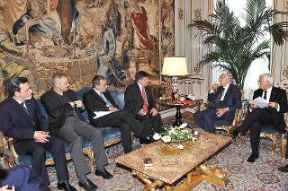 Il Presidente Giorgio Napolitano con i rappresentanti di &quot;Medici con l'Africa. CUAMM&quot;