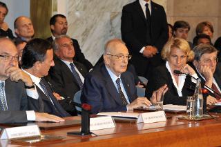 Il Presidente Giorgio Napolitano nel corso del suo intervento in occasione della sessione inaugurale della VII Conferenza degli Ambasciatori d'Italia