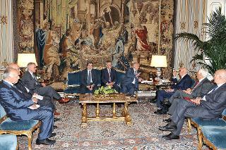 Il Presidente Giorgio Napolitano nel corso dell'incontro con l'Associazione degli ex Parlamentari della Repubblica