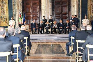 Il Presidente Giorgio Napolitano nel corso della cerimonia di commiato con i componenti il Consiglio superiore della magistratura