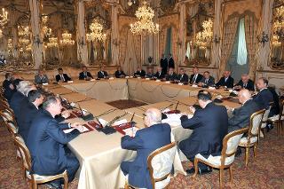 Il Presidente Giorgio Napolitano con i nuovi componenti il Consiglio superiore della magistratura in occasione della cerimonia di insediamento