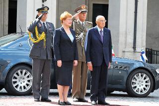 Il Presidente della Repubblica Giorgio Napolitano con il Presidente della Repubblica finlandese, Tarja Halonen, in visita di Stato in Italia