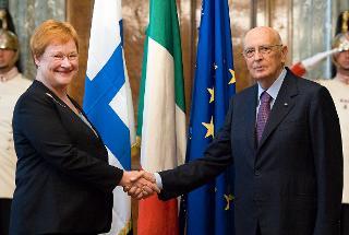 Il Presidente Giorgio Napolitano e il Presidente della Repubblica di Finlandia Tarja Halonen