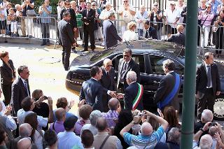 Il Presidente Giorgio Napolitano al suo arrivo a Mestre in occasione della intitolazione di una piazza a Gianni Pellicani