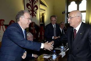 Il Presidente Giorgio Napolitano con Jorge Sampaio al convegno Internazionale sull'Europa