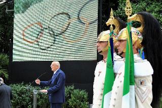 Il Presidente Giorgio Napolitano durante il suo intervento in occasione della celebrazione del 50° anniversario delle Olimpiadi di Roma.