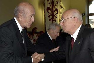 Il Presidente Giorgio Napolitano con Valery Giscard d'Estaing al convegno Internazionale sull'Europa
