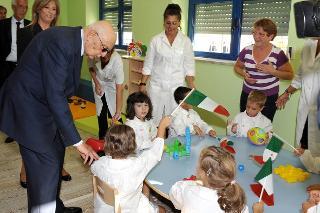 Il Presidente della Repubblica Giorgio Napolitano all'asilo nido &quot;Pio XII&quot;