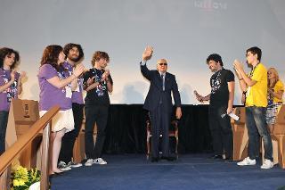 Il Presidente Giorgio Napolitano con i ragazzi al Giffoni Film Festival