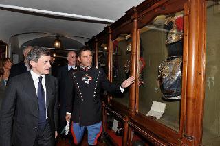 Il Sindaco di Roma Gianni Alemanno nel corso della visita alla Caserma "A. Negri di Sanfront", sede del Reggimento Corazzieri in occasione dei festeggiamenti dei 140 anni di Roma Capitale