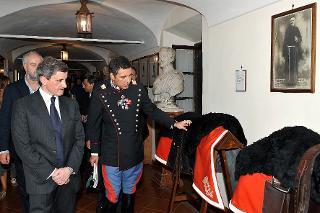 Il Sindaco di Roma Gianni Alemanno nel corso della visita alla Caserma "A. Negri di Sanfront", sede del Reggimento Corazzieri in occasione dei festeggiamenti dei 140 anni di Roma Capitale