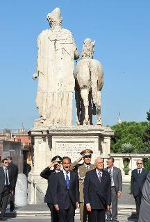 Il Presidente Giorgio Napolitano al suo arrivo in Piazza del Campidoglio in occasione dei 140 anni di Roma Capitale
