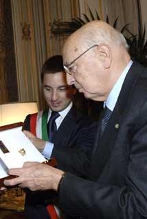 Il Presidente Giorgio Napolitano con il Dott. Paolo Russomando, Sindaco di Giffoni Valle Piana