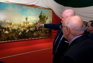 Il Presidente Giorgio Napolitano nel corso della visita della Mostra &quot;1861. I pittori del Risorgimento&quot;, inaugurata alle Scuderie del Quirinale