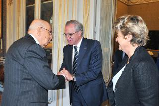 Il Presidente Giorgio Napolitano accoglie Guglielmo Epifani e Susanna Camusso al Quirinale
