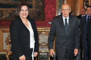 Il Presidente Giorgio Napolitano con Ava Rossana Guevara Pinto, nuovo Ambasciatore della Repubblica di Honduras