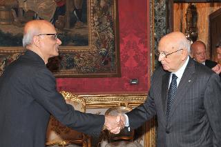 Il Presidente Giorgio Napolitano con Debabrata Saha, nuovo Ambasciatore d'India