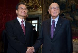 Il Presidente Giorgio Napolitano con il Primo Ministro della Repubblica Popolare Cinese Wen Jabao