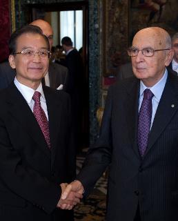 Il Presidente Giorgio Napolitano con il Primo Ministro della Repubblica Popolare Cinese Wen Jabao