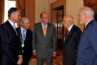 Il Presidente Giorgio Napolitano con il Re di Spagna Juan Carlos, il Presidente della Repubblica del Portogallo, Anìbal Cavaco Silva, il Sindaco di Oporto Rui Rio