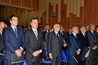 Il Presidente Giorgio Napolitano nel corso della cerimonia per il 20° anniversario di fondazione dell'Autorità Garante della Concorrenza e del Mercato