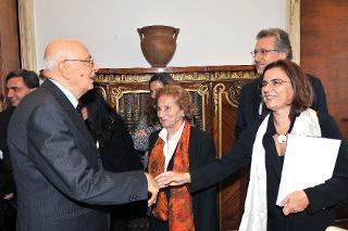 Il Presidente Giorgio Napolitano con i familiari del Prof. Antonio Ruberti ed i relatori del Convegno organizzato nel decennale della sua scomparsa