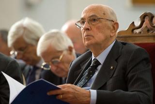 Il Presidente Giorgio Napolitano nel corso della della cerimonia di insediamento dell'Avvocato Generale dello Stato Ignazio Francesco Caramazza