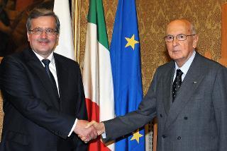 Il Presidente Giorgio Napolitano con il Signor Bronislaw Komorowski, Presidente della Repubblica di Polonia