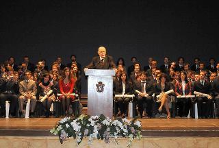 Il Presidente Giorgio Napolitano durante il suo intervento in occasione del bicentenario della fondazione della Scuola Normale Superiore