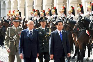 Il Presidente della Repubblica Giorgio Napolitano con il Signor Hu Jintao, Presidente della Repubblica Popolare Cinese
