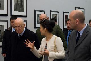 Il Presidente Giorgio Napolitano nel corso della visita all'Ullens Center for Contemporary Art