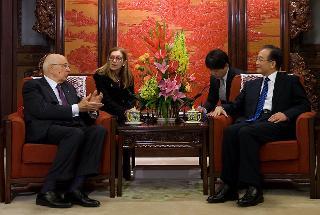 Il Presidente della Repubblica Giorgio Napolitano nel corso dei colloqui con il Primo Ministro della Repubblica Popolare Cinese Wen Jiabao