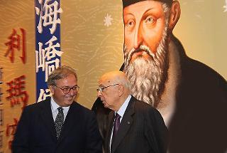 Il Presidente Giorgio Napolitano e il Presidente della Regione Marche, Gian Mario Spacca, nel corso della visita alla Mostra dedicata a Matteo Ricci
