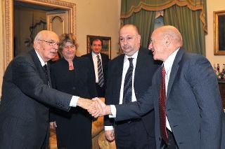 Il Presidente Giorgio Napolitano con i Segretari Generali della CGIL, CISL, UIL e UGL