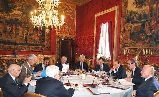 Il Presidente Giorgio Napolitano nel corso della riunione del Consiglio supremo di difesa