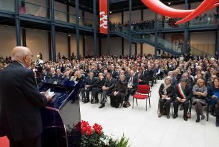 Il Presidente Giorgio Napolitano nel corso del suo intervento in occasione della cerimonia di celebrazione del 60° anniversario di fondazione del CUAMM - Medici con l'Africa