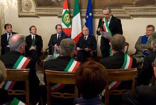 Il Presidente Giorgio Napolitano nel corso dell'incontro con i Sindaci dei Comuni della Provincia di Vicenza, colpiti dall'alluvione