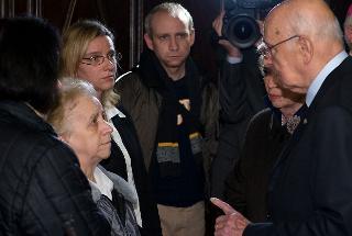 Il Presidente Giorgio Napolitano incontra i familiari di Giuseppe Spigolon, vittima dell'alluvione