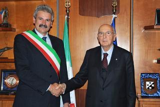 Il Presidente Giorgio Napolitano con il Sindaco di Soave Lino Gambaretto