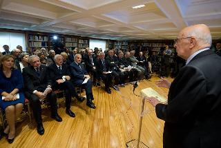 Il Presidente Giorgio Napolitano durante la cerimonia d'inaugurazione della restaurata Biblioteca del Quirinale