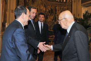 Il Presidente Giorgio Napolitano con il Presidente del Senato della Repubblica, Renato Schifani, e il Presidente della Camera dei deputati, Gianfranco Fini